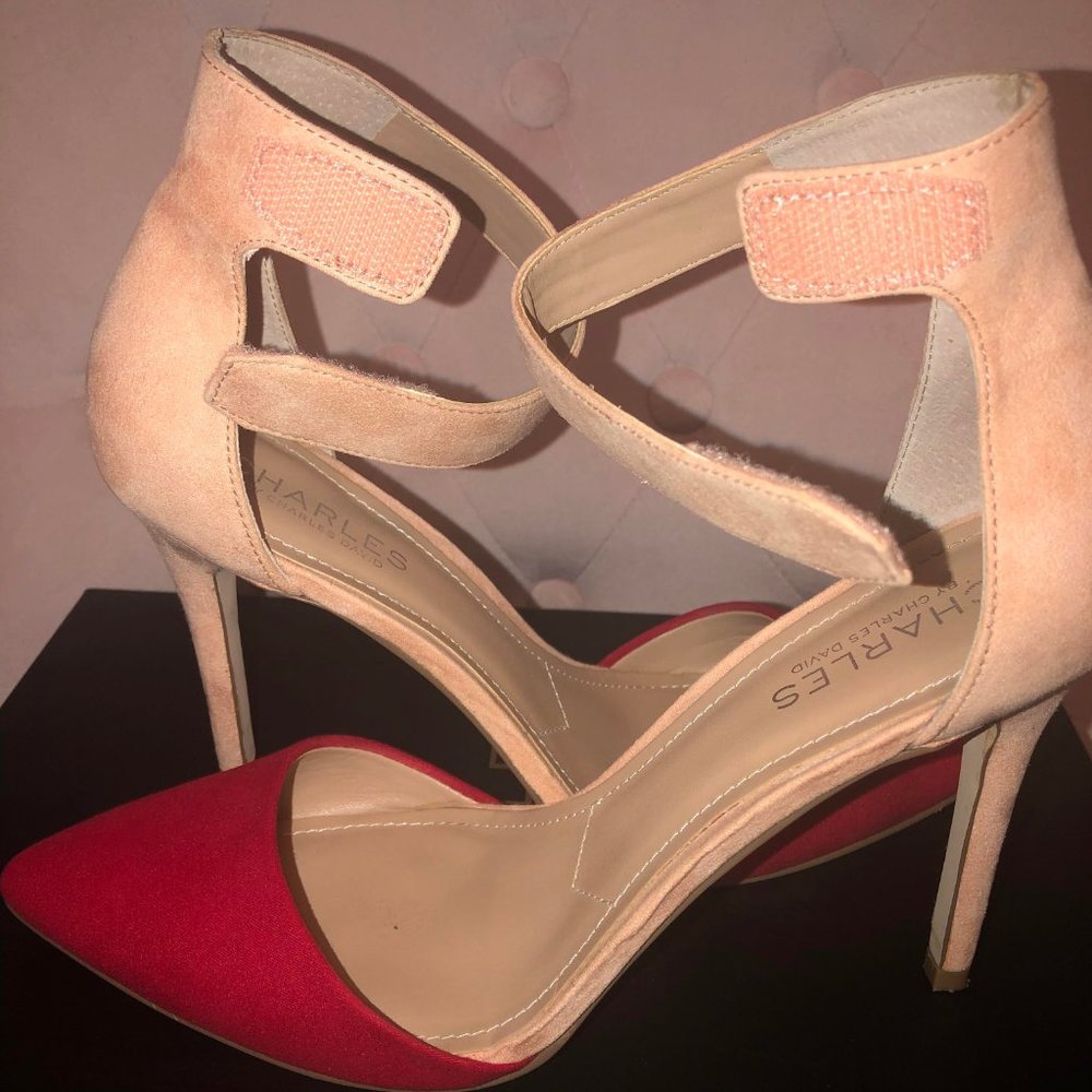 Charles by Charles David Pointer Micro Suede Heels Size 8--Pink & Nude - Picture 4 of 6